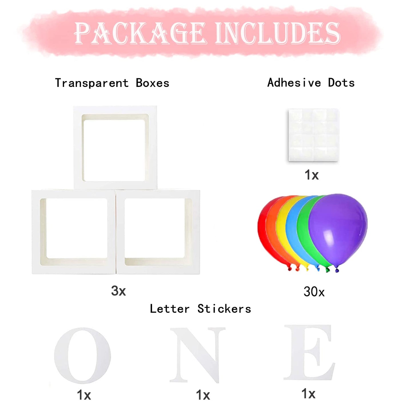 TGMMC First Birthday Decorations - ONE Balloon Boxes with Rainbow Balloons, Cartoon Watermelon Theme, Cake Smash Photo Props