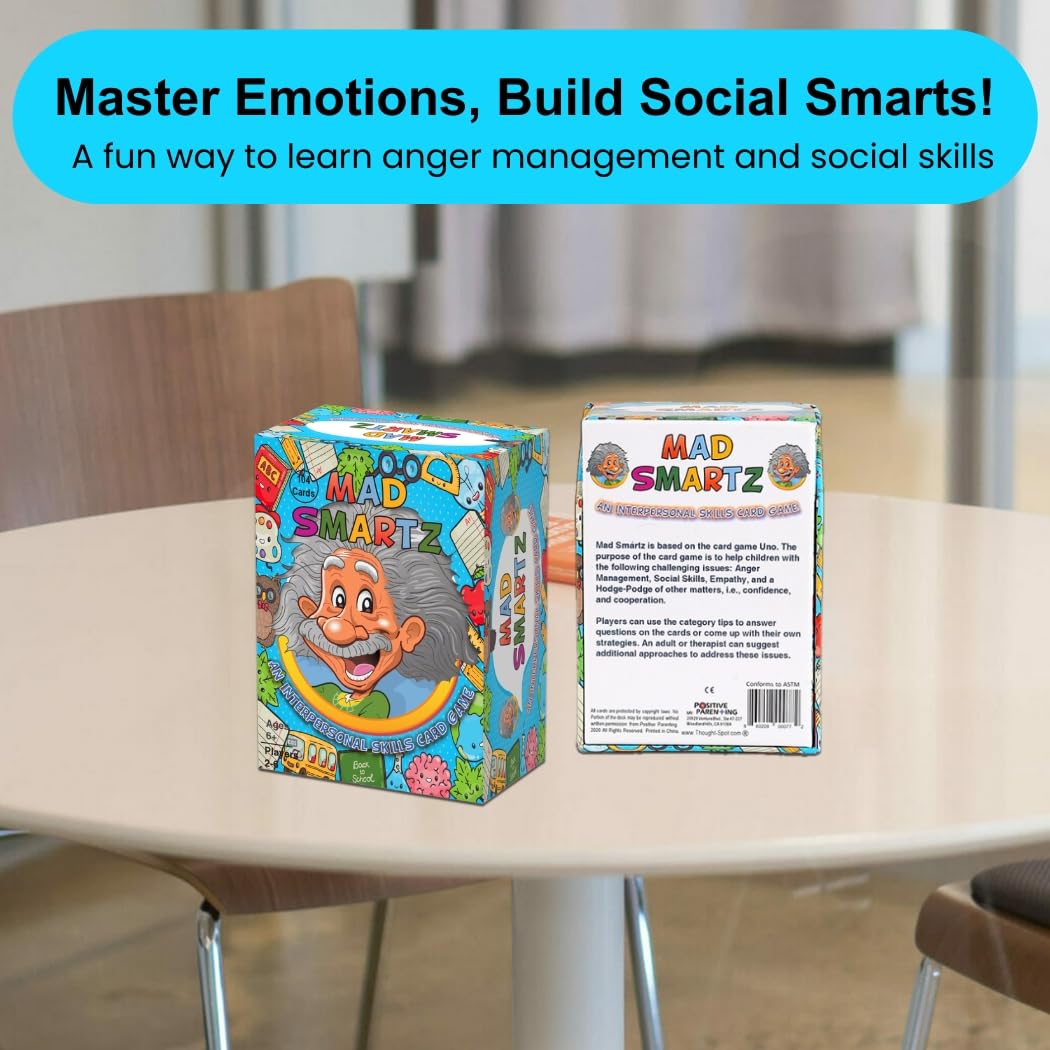 Thought-Spot Mad Smartz Anger Management Card Game, Multicolor, Cardboard, Model 0772 - Emotional Regulation Tool for Kids & Teens