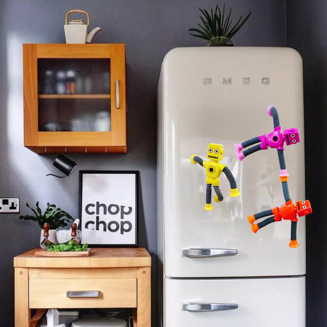 8 PCS Suction Cup Robot Toy Shape Changing Telescopic Pop Tubes Autism Sensory Toy Kids Girls Boys Toddlers mature-themed Funny Robot Action Figure Bendable Fidget Toy Gift Birthday Party Favors Christmas