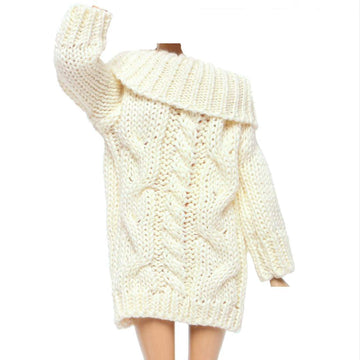 Bjdbus White Winter Turtleneck Sweater Clothes For 11.5 Inch Girl Doll Accessories