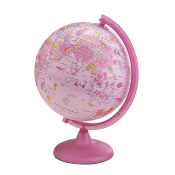 Waypoint Geographic Safari Explorer Animals Globe, World Globe, 10” Illuminated Desktop Globe With Physical Earth And 100S Of Illustrated Animals, Pink