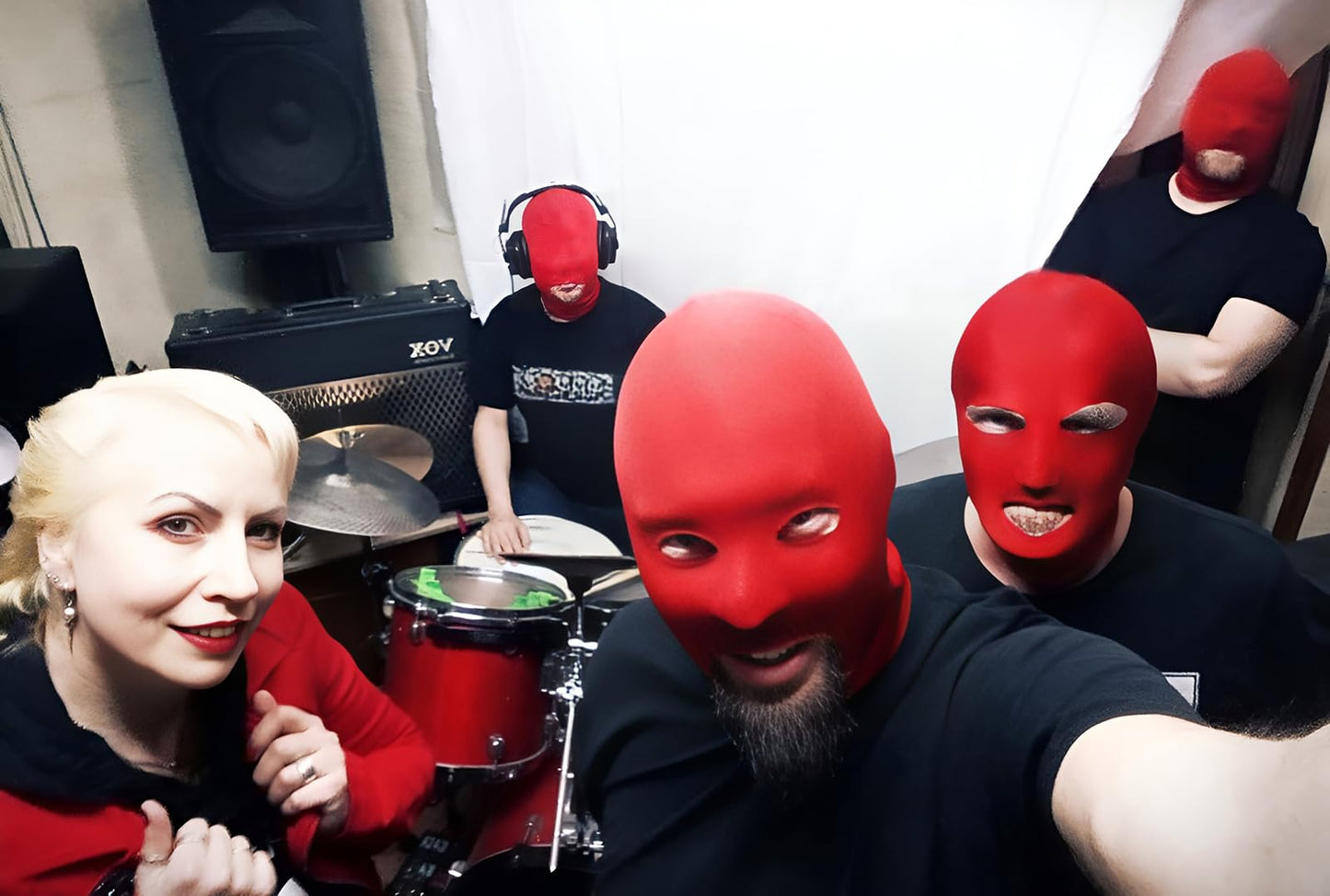 Homelex 2 Pieces Full Face Mask, 2Nd Skin Masks,Halloween Spandex Hood For Unisex Cloth-Red
