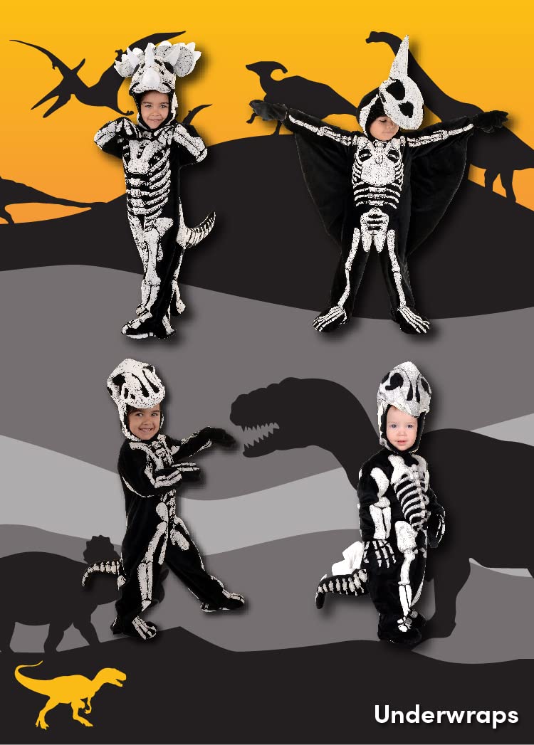 Underwraps Boys Toddler'S T-Rex Skeleton - Fossil Costume, Black/White, Extra Large 4-6 Us