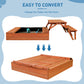 Funxplore Wooden Kids Sandbox With Lid Sand Box With Cover Outdoor Sand Pit With Picnic Table Ages 4-8 Bottom Liner