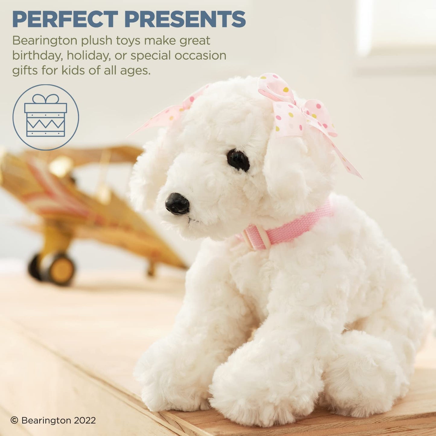 Bearington Sassy Plush Stuffed Animal White Puppy Dog 10 Inches