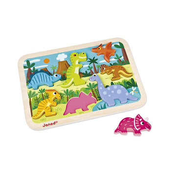 Janod Dinosaur Chunky Puzzle - 7 Pieces - Ages 18 Months+ - J07054