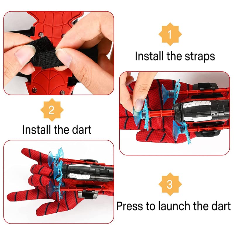 Aodai Set Of 2 Spider Gloves Man Web Shooter Toy, Spider Kids Plastic Role-Play Launcher Glove Cool Movie Launcher With Wrist To