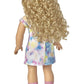 American Girl Truly Me 18-Inch Doll #115 With Gray Eyes, Curly Blonde Hair, Light Skin, Tie Dye T-Shirt Dress, For Ages 6+