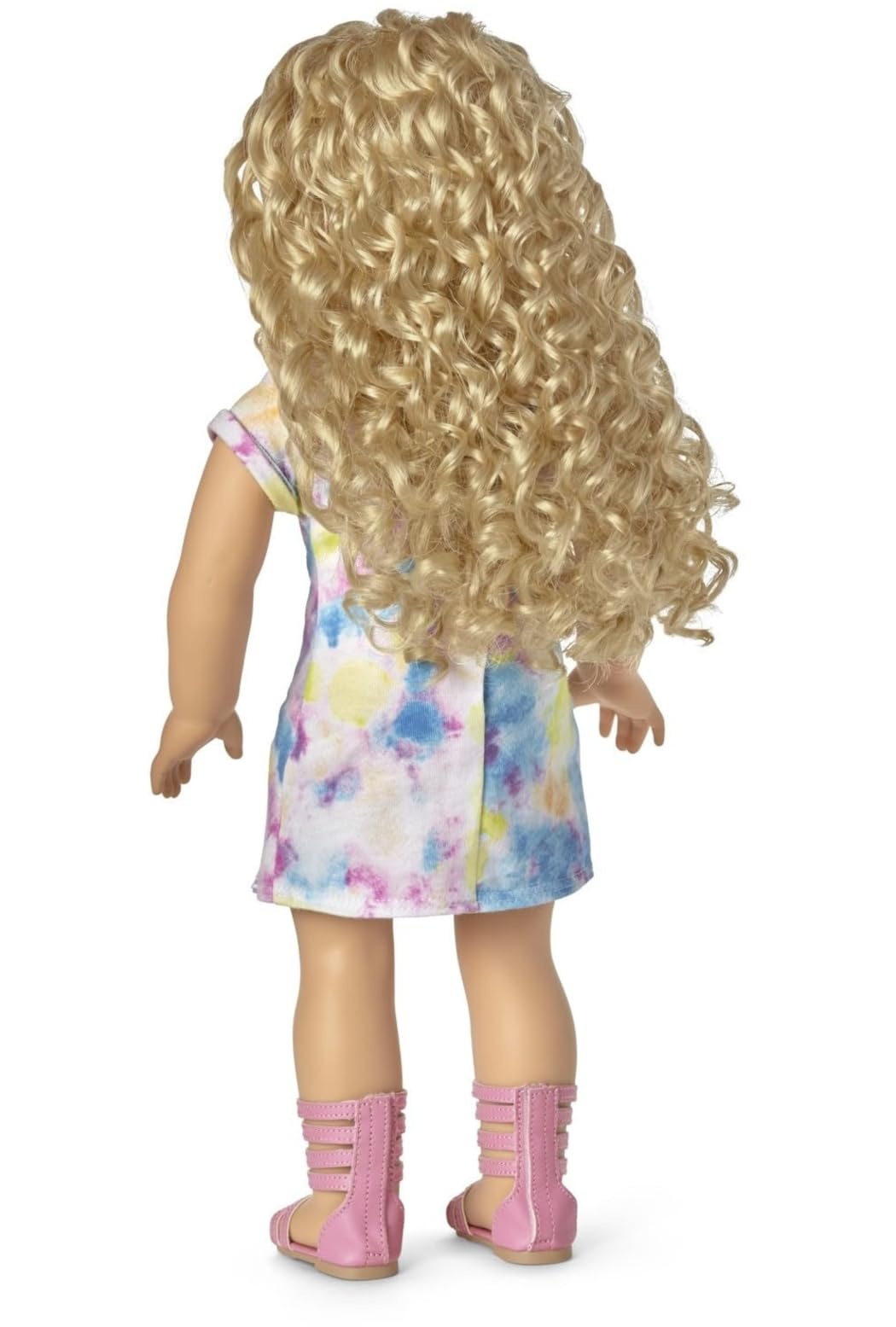 American Girl Truly Me 18-Inch Doll #115 With Gray Eyes, Curly Blonde Hair, Light Skin, Tie Dye T-Shirt Dress, For Ages 6+