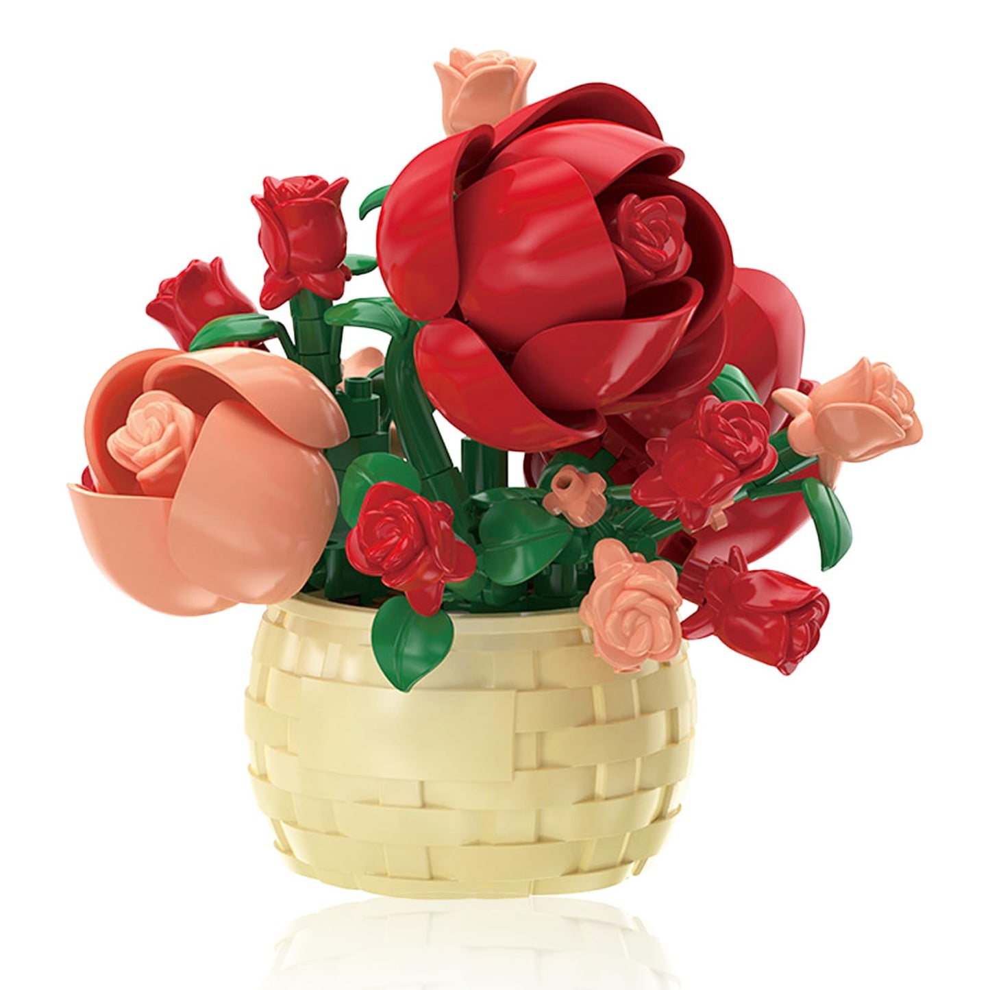 Vilbocr Mini Flowers Building Block Set Flower Blocks Toys Plants and Succulent Toys Building Block Flowerpot Botanical Collection Birthday Gift for Girls Boys mature-themeds Kids Ages 6+ (Rose 128Pcs)