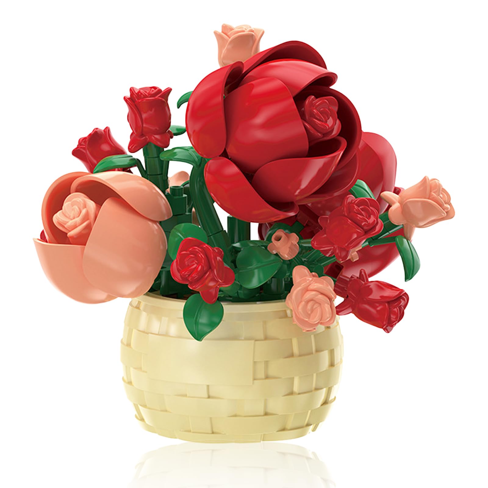 Vilbocr Mini Flowers Building Block Set Flower Blocks Toys Plants and Succulent Toys Building Block Flowerpot Botanical Collection Birthday Gift for Girls Boys mature-themeds Kids Ages 6+ (Rose 128Pcs)