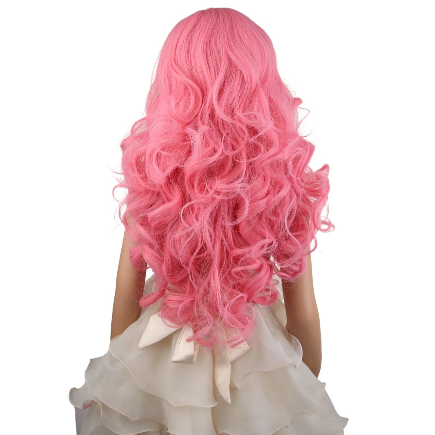 Wavelnm Girls Pink Wig Kids Light Pink Wigs Child Long Wavy Curly Wig Girls Pastel Pink Wig Synthetic Wigs With Wig Cap