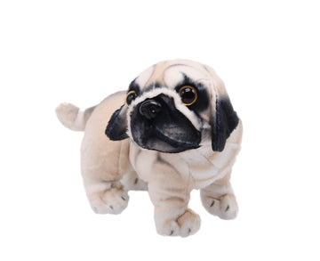 Yonlit Lifelike Pug Dog Stuffed Animal Animated Plush Puppy Toy Doll Super Realistic Dogs Act Like Real Excellent Gifts For Kids Birthday Party Dog Collection 9 Inches (Pug)