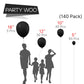 PartyWoo Black Balloons - 140 Pcs Matte Rubber Balloons Set (5"-18") for Birthday Decorations, Balloon Garland & Arch, Black-Y18