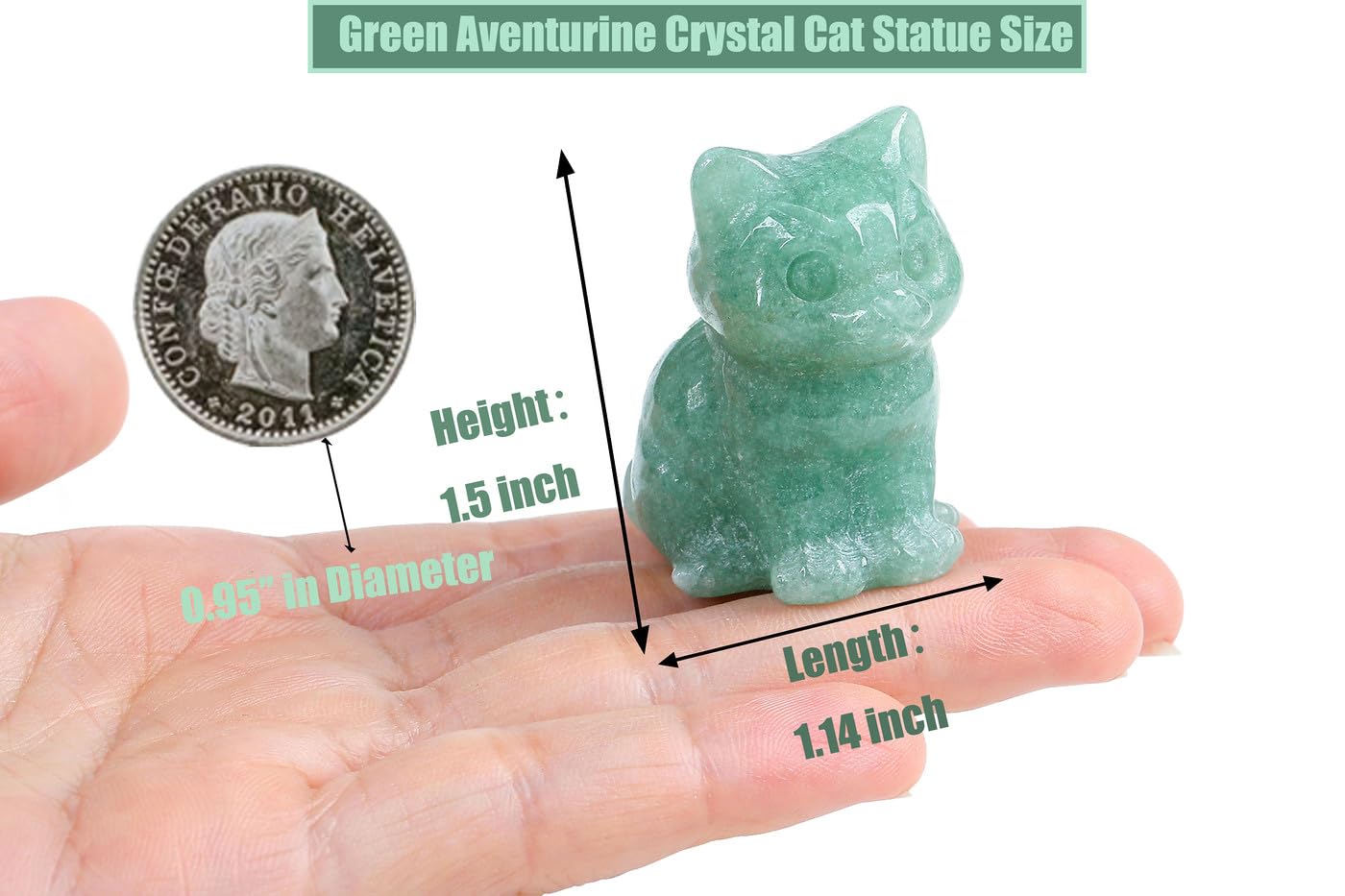 Duqguho Cat Decor Green Aventurine Cat Crystal Figurines Crystals Gifts For Cat Lovers Men Women Lucky Cute Cat Statue For Room