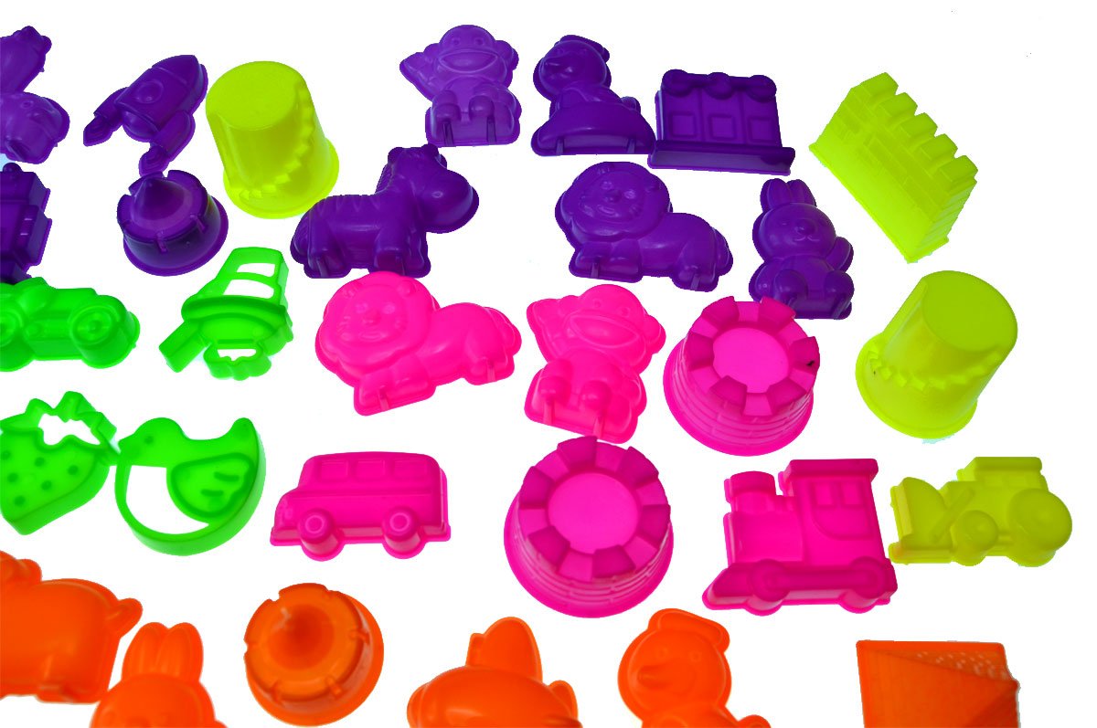50 Piece Deluxe Sand Molds Set - Safari Animals, Mini Castles and Geometric Shapes (Sand not Included) Any Molding Sand