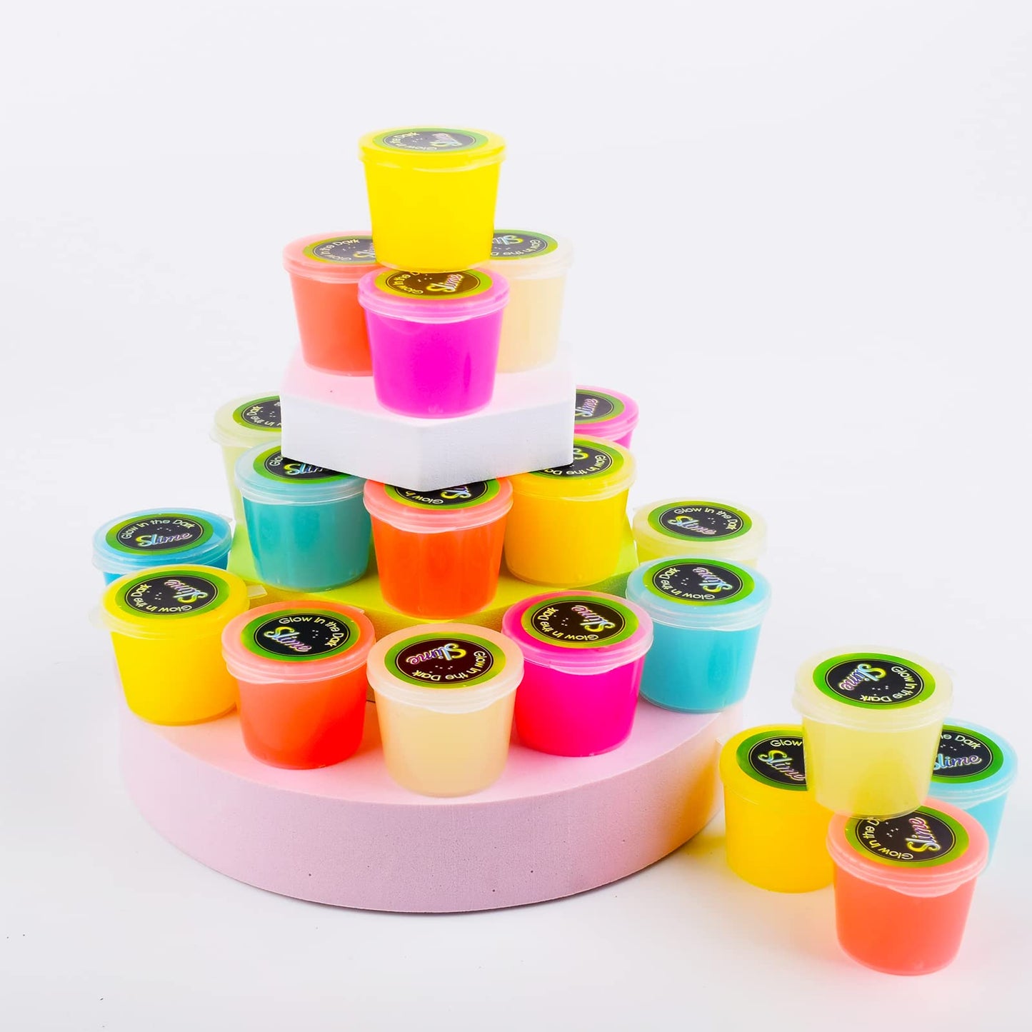 24 Pack Glow In The Dark Slime, With Pink, Blue, Light Blue, Orange And Yellow For Etc, Super Soft And Non Sticky Stress Relief
