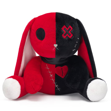 Qleewei Goth Bunny Plush Rabbit Horror Plushies Easter Stuffed Animal Creepy Spooky Bunny Stuffed Animal Crazy Rabbit Plushie To