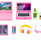 Enocht 9 Pack Small Size Laptop Computer Tablet Phone Pad Glasses And Headset Doll Playset Simulation Accessories For 11.5 Inch Doll (Pink)