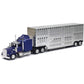 New Ray Toys 1/43 D/C Kenworth W900 Pot Belly Livestock Trailer