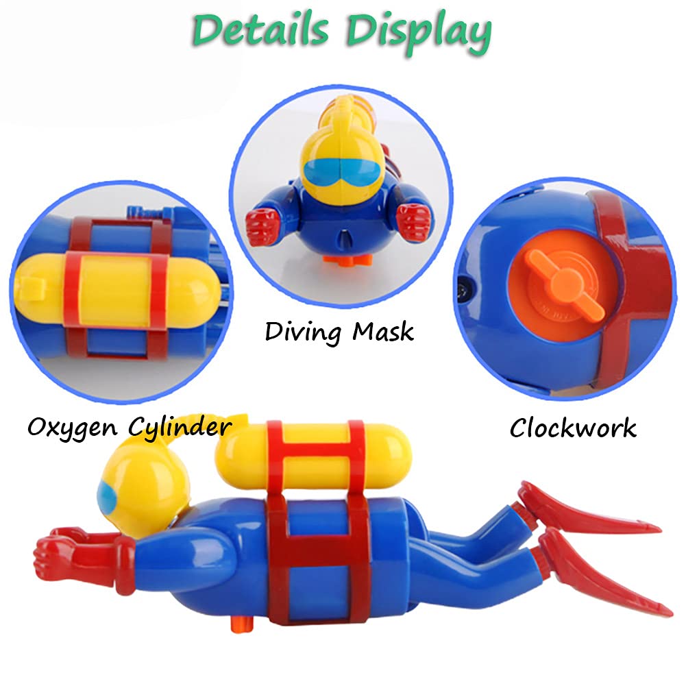 Miracland Wind-Up Diver Bath Toy, Funny Scuba Diver Bathtub Frogman Toy Swimming Toy Clockwork Diver Water Toy Diver Simming Poo