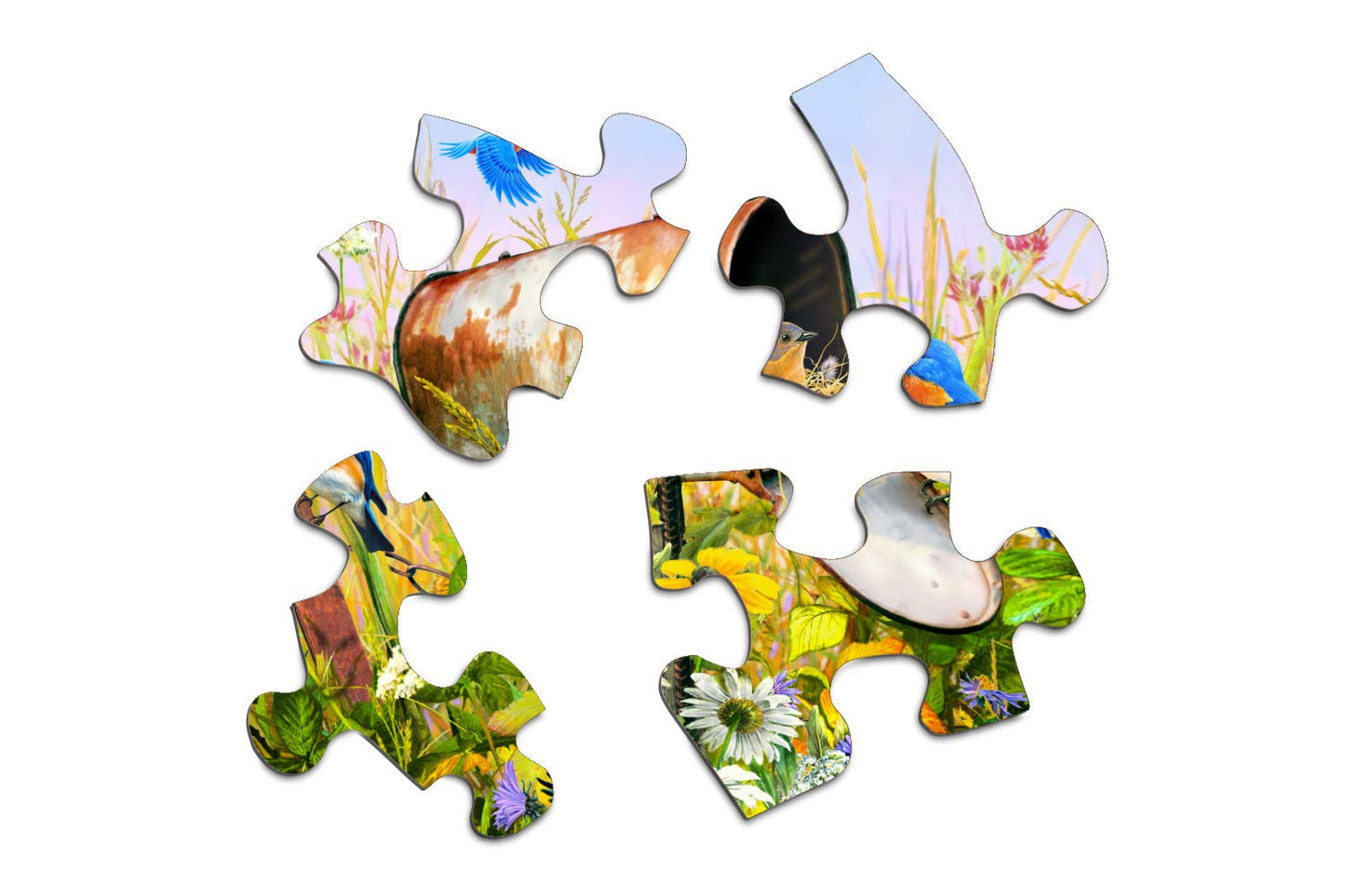 Springbok 500 Piece Jigsaw Puzzle - Blue Birds, Engineered Wood, Multi Color, Model 33-01579, Made in USA