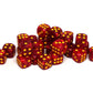25 Count Pack of 12mm D6 Dice - Matching Collection of 6 Sided Dice with Pips (Fire Swirl)