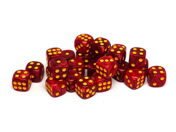 25 Count Pack of 12mm D6 Dice - Matching Collection of 6 Sided Dice with Pips (Fire Swirl)