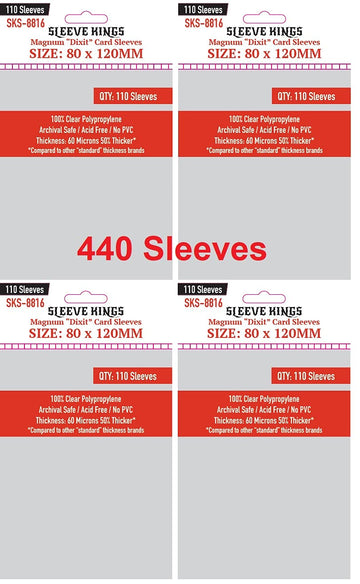 Sleeve Kings Magnum ''Dixit'' Card Sleeves 80 X 120 Mm (4X110 Pack, 440 Sleeves)