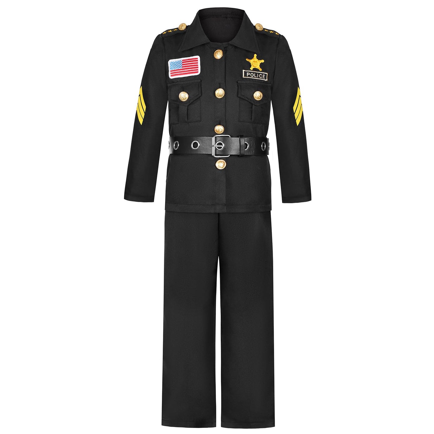 Frekuyrt Kids Police Costume Deluxe Police Officer Costume Cop Outfit Set For Boys Girls Halloween Cosplay Dress Up