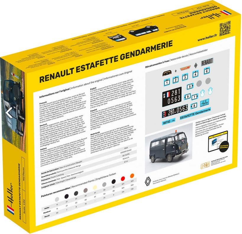 Heller 80742 Starter Kit Renaut Estafette Gendarmerie 1/24