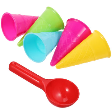 Toddmomy 6pcs Plastic Ice Cream Cones Beach Toy,Kids Sand Mold Play Sand Mold for Outdoor Beach Toys Set,Random Color