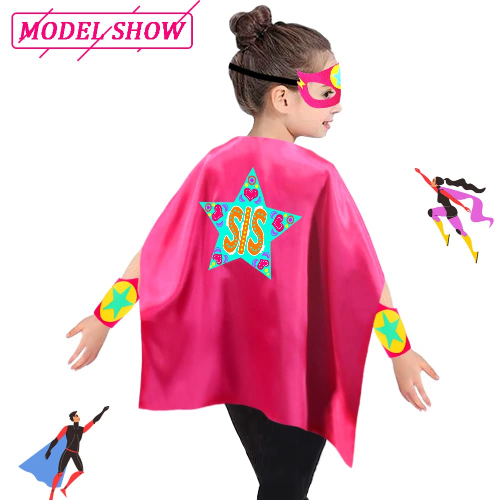 Irolewin Superhero Boys-Girls-Cape And Mask For Kids Super Hero Dress Up Costume Halloween Party Favors Double-Sided (Rose Yellow Green)