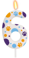 ElekFX Blue Dog Paw Themed Birthday Candles, Number 6 Paw Print Birthday Party Supplies, 2.76 inch Paw Cake Topper Decorations, 