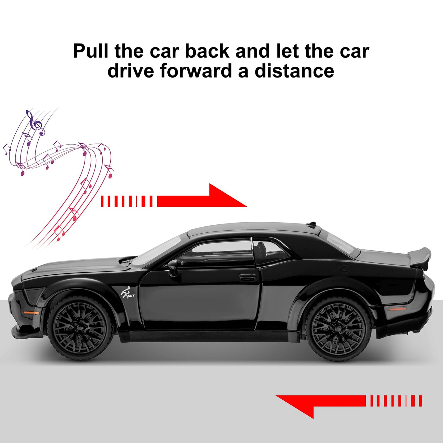 Hellcat Toy Model Car for Kids 1: 32 Scale Dodge Challenger Die cast Metel Toy Cars for Pull Back Model Car Hellcat with Sound a