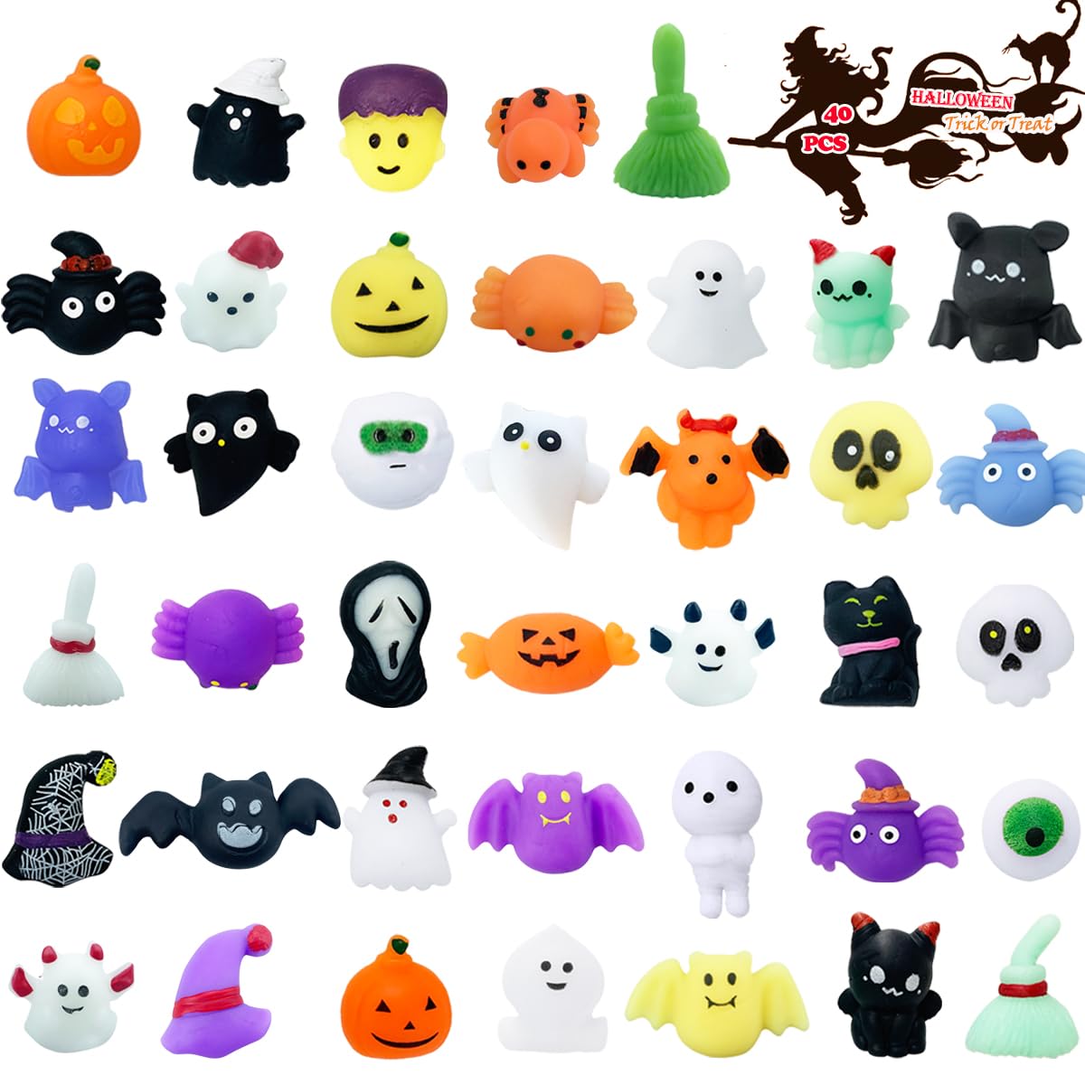40Pcs Halloween Mochi Squishy Toys Squishies Halloween Toys For Kids Girls Boys Adults Halloween Party Favors Trick Or Treat Bag