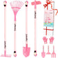 Altdorff Kids Rake And Shovel Set, 29.6'' Kids Gardening Tools Include Long Rake, Leaf Rake, Shovel, Hoe And Mini Garden Hand Tools, Gardening Toy Gift For Girls Age 3+ Years(Pink)
