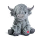 Tonpect Highland Cow Plush Toy - Mooing Sound, 10 inch, Grey Cotton, Model Toys105, Cuddly Farm Gift for Boys and Girls