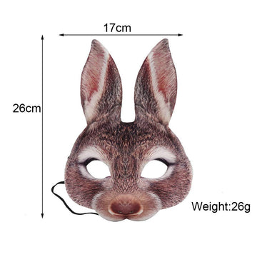 Hosfairy 1Pcs Half Face Animal Mask Rabbit Mask Horror Rabbit Mask for Halloween Easter Costume Party Cosplay Props (Brown)