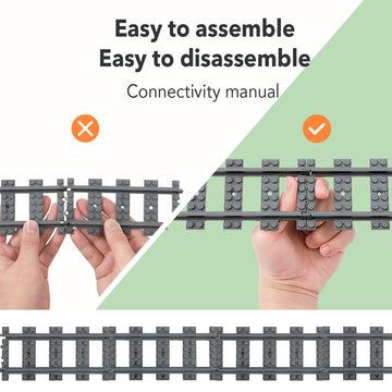 Etarnfly 42Pcs City Train Tracks, Classic Accessories, Railroad Building Toy Compatible With All Major Brand - 38 Straights, 2 L