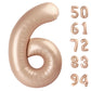 Light Brown 6 Balloon, Tan Number Balloons 40 Inch, 6Th Balloons For Beige Birthday Decorations, Sandy Brown And Black Party Sup