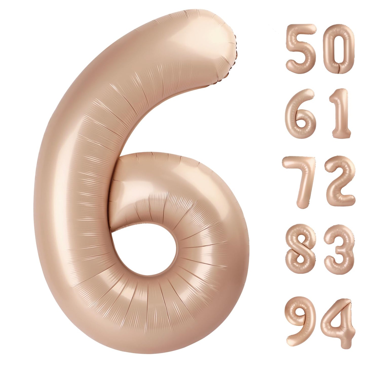 Light Brown 6 Balloon, Tan Number Balloons 40 Inch, 6Th Balloons For Beige Birthday Decorations, Sandy Brown And Black Party Sup