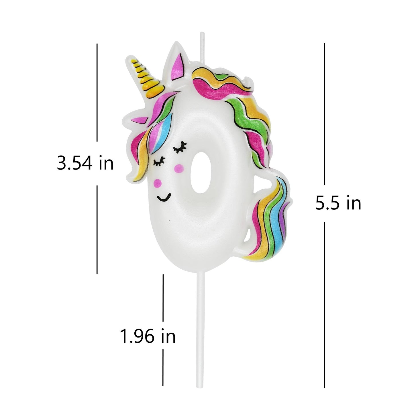 DERVENTA Birthday Candle Number White Unicorn Themed Party Decorations Beautiful Cake Topper 1 Piece (Unicorn Number 0)