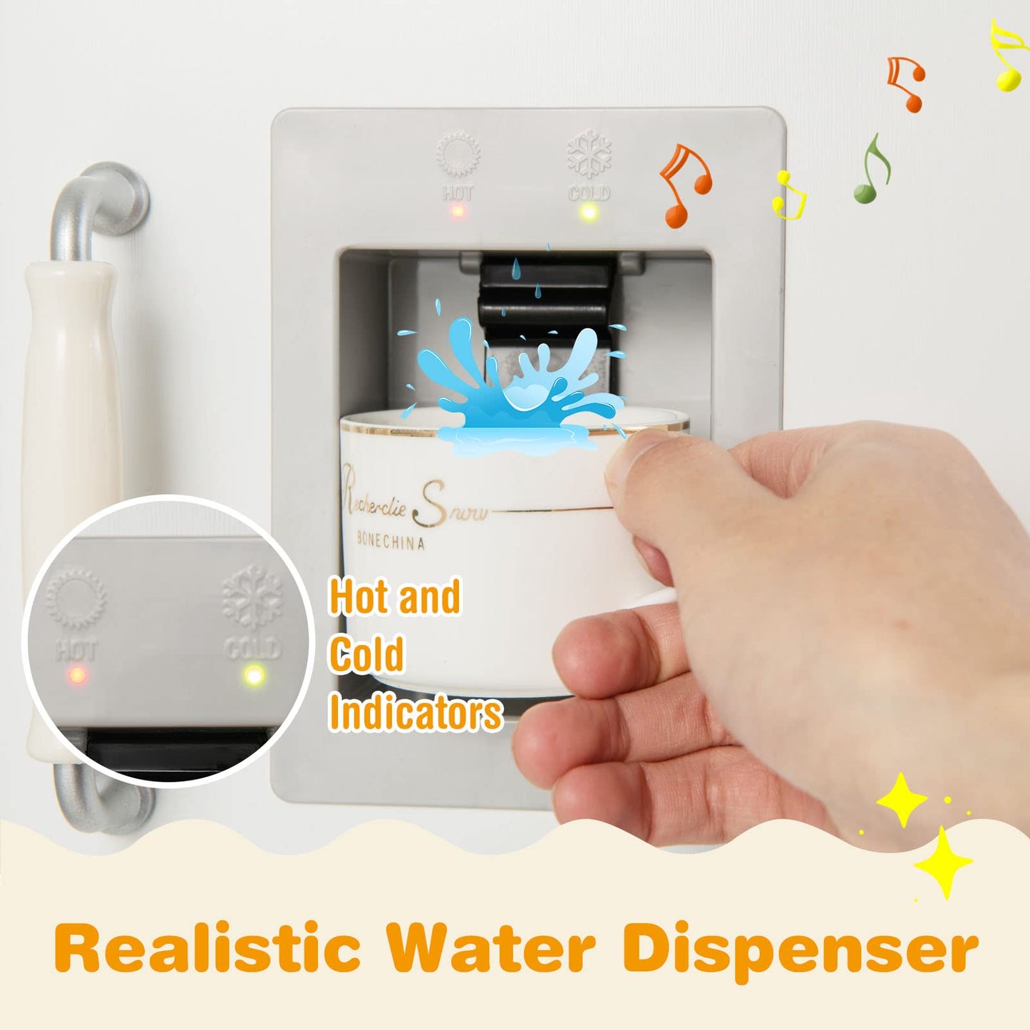 HONEY JOY Corner Kids Kitchen Playset, Little Chef Wooden Play Kitchen for Toddlers, Water Dispenser, Microwave, Range Hood, Ref