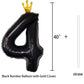 Black Number 4 Balloon With Crown, Large Number Balloons 40 Inch, 4Th Birthday Party Decorations Supplies 4 Year Old Birthday Si