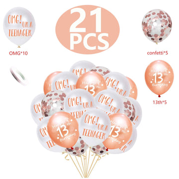 13Th Birthday Balloons, Omg Ur A Teenager Balloons Happy 13Th Birthday Latex Confetti Balloon Ribbons For Girls 13Th Teenager Bi