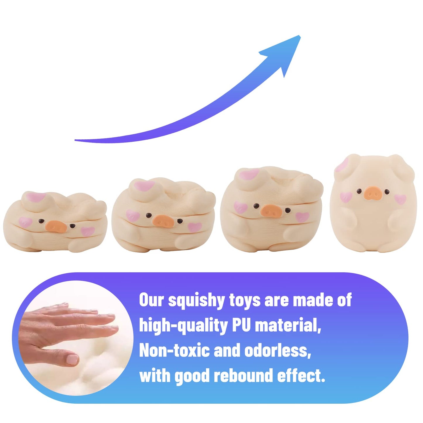 Anboor 4.3  Squishies Toy Shy Pig Kawaii Soft Squishies Animals Toy Slow Rised Squeeze Piggy Squish Stress Relief for Kid mature-themed Toys