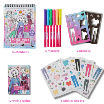 Create N Style Fashion Design Light Up Tracing Pad Kit, Kids Coloring Art Activity Set with Stickers and Stencils