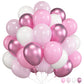 Pink Balloons Set, 12 Inch Metallic Pink Balloons Light Pink And White Latex Balloons Pastel Macaron Pink Party Decoration Heliu