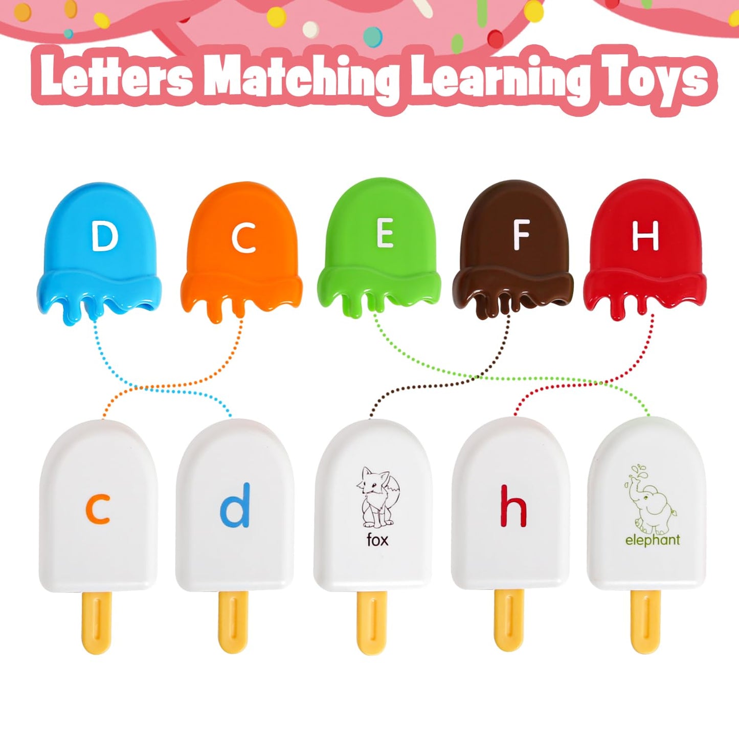 Alphabet Learning Toys Matching Letter ABC Fine Motor Toy Double-Side Ice Cream Toys Preschool Learning Activities Montessori fo